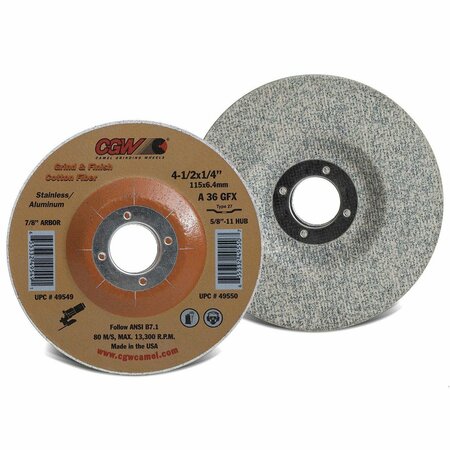 CGW ABRASIVES Surface Grinding Wheel, 5 in Dia x 1/4 in THK, 7/8 in Center Hole, 36 Grit, Medium Grade, Aluminum O 49551